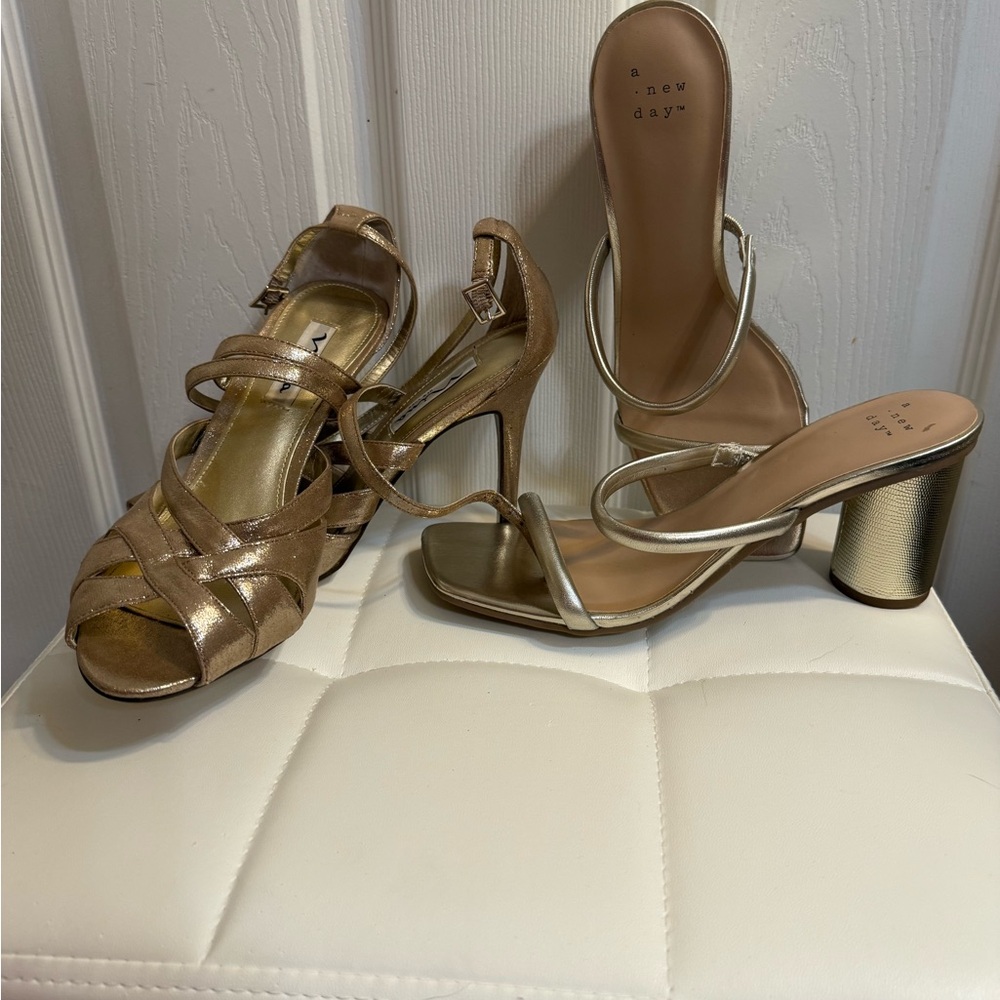 A New Day Women's Gold Heeled Sandals